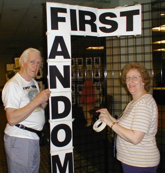 Melanie Herz &  Dave Kyle Setting up the First Fandom Exhibit