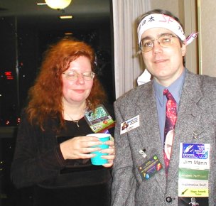 Patty Wells & Jim Mann Guard the Door into the Hugo Losers Party