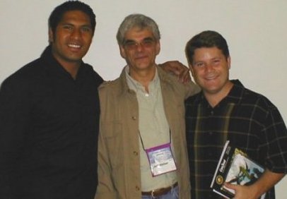 Sala Baker, Jeff Walker and Sean
Astin Taken Just Before the 2002 Hugo Award Ceremony